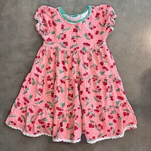 Matlida Jane Cherry Pink Pink Red polka dot organic cotton toddler girl 4T dress